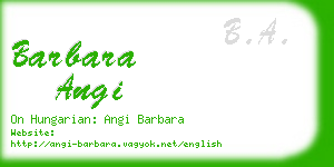 barbara angi business card